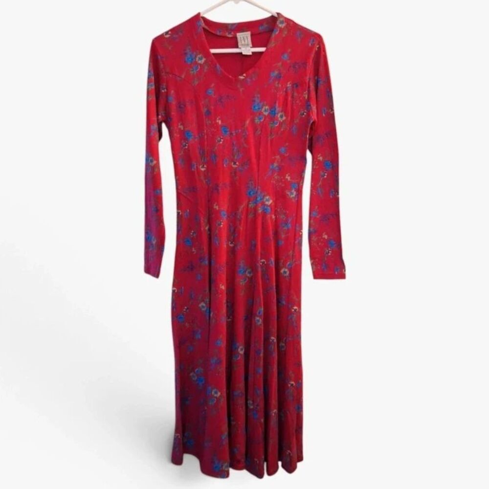Floral Magenta Romantic Full Length Vintage Dress IVY Impressions Size Small